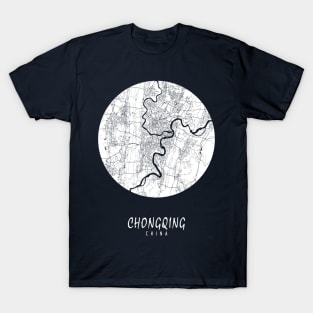 Chongqing, China City Map - Full Moon T-Shirt